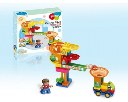 Конструктор Pilage Доставка детских товаров (42 детали), лабиринт с шариками и воронками