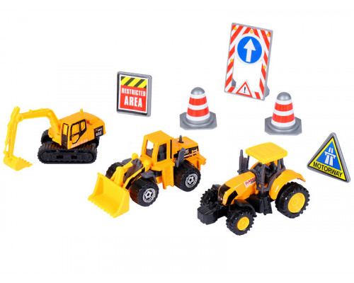 Набор металлических машинок AUTODRIVE JB0403977 Строительная техника 3шт, в/к 23*17,5*4см.