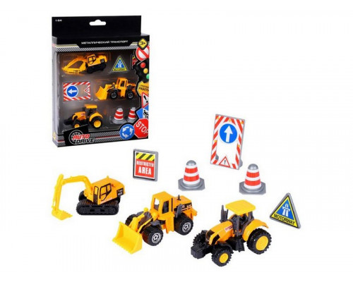Набор металлических машинок AUTODRIVE JB0403977 Строительная техника 3шт, в/к 23*17,5*4см.