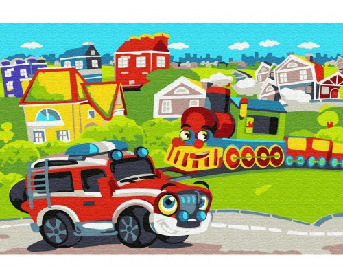 Набор юного художника 20х30 Веселый транспорт (15 цветов)