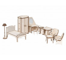 Деревянный конструктор Lemmo Набор мебели Спальня "Венеция", 55 деталей