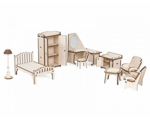 Деревянный конструктор Lemmo Набор мебели Спальня Венеция, 55 деталей