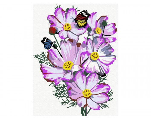 Картина по номерам 15х20 ЦВЕТЫ КОСМЕИ (13 цветов)