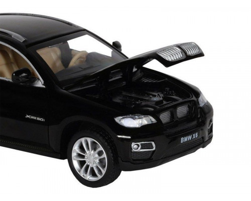 Машина АВТОПАНОРАМА BMW X6, черный, 1/32, свет, звук, инерция, в/к 17,5*13,5*9 см