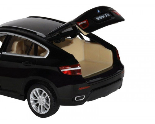 Машина АВТОПАНОРАМА BMW X6, черный, 1/32, свет, звук, инерция, в/к 17,5*13,5*9 см