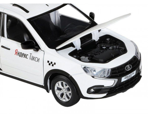 Машина АВТОПАНОРАМА Яндекс.Такси LADA GRANTA CROSS, белый, 1/24, свет, звук, в/к 24,5*12,5*10,5см