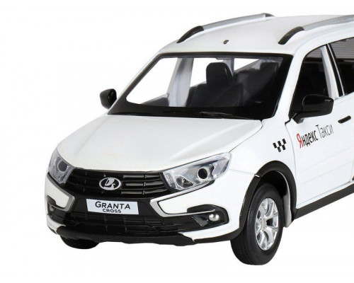 Машина АВТОПАНОРАМА Яндекс.Такси LADA GRANTA CROSS, белый, 1/24, свет, звук, в/к 24,5*12,5*10,5см