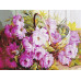 Картина по номерам на дереве 40х50 КОРЗИНА С ЦВЕТАМИ. (27 цветов)