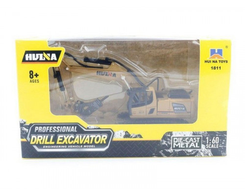 Металлический экскаватор с отбойным молотом HUI NA TOYS 1/60