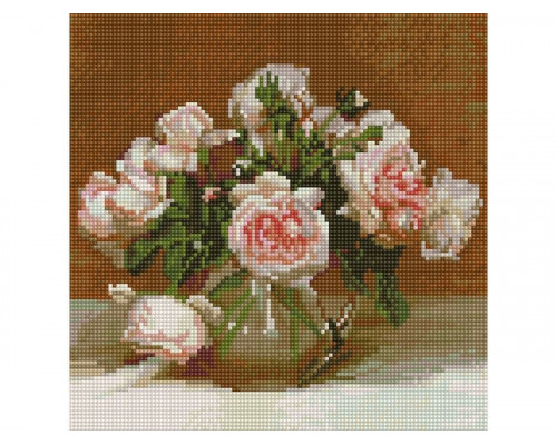 Алмазная мозаика 30х30 БУЗИН. РОЗОВАЯ СИМФОНИЯ (26 цветов)