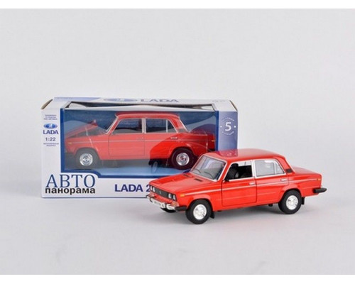 Машина АВТОПАНОРАМА ВАЗ 2106 красная,1/22, инерция, Pull Bаck механизм, в/к 10*12*22 cм