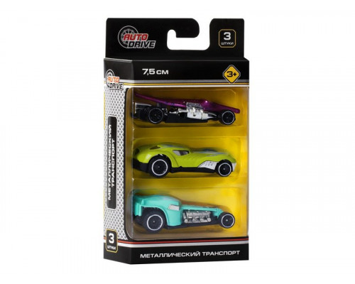 Набор металлических машинок AUTODRIVE JB0404616 3шт.,  в/к 16,7*10,5*3,5 см