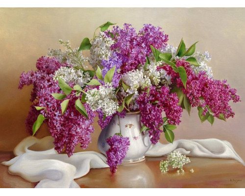 Картина мозаикой 40х50 БУЗИН. СИРЕНЬ (квадр. эл-ты) (30 цветов)