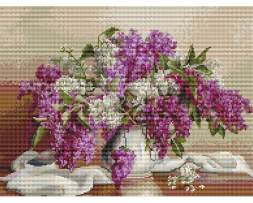 Картина мозаикой 40х50 БУЗИН. СИРЕНЬ (квадр. эл-ты) (30 цветов)