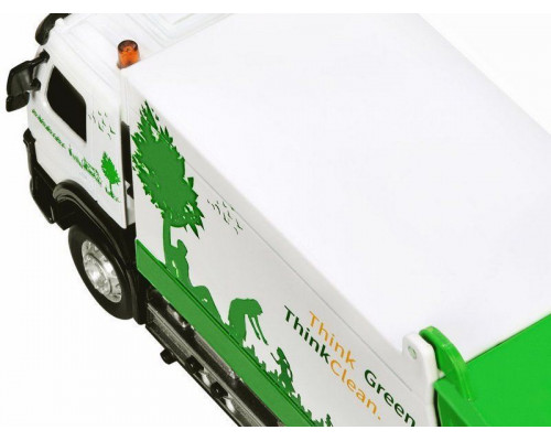 Машина АВТОПАНОРАМА Volvo мусоровоз, белый, 1/50, свет, звук, в/к 28*14*10 см