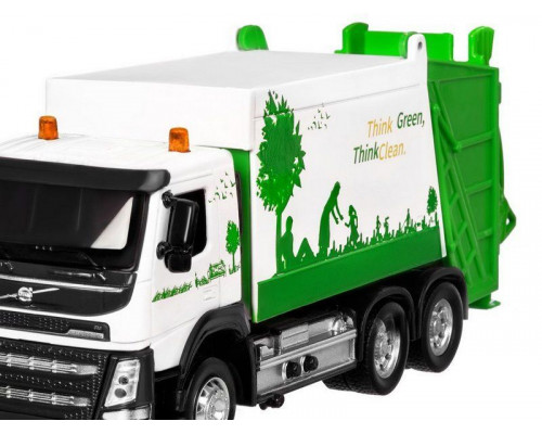 Машина АВТОПАНОРАМА Volvo мусоровоз, белый, 1/50, свет, звук, в/к 28*14*10 см