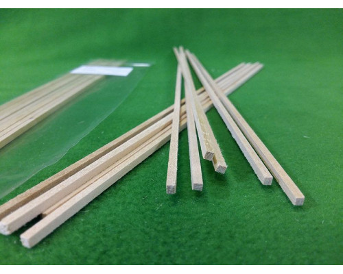 Деревянные рейки 3х3 мм, длина 300 мм, липа, 10 шт