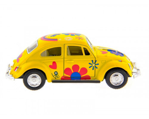 Машина Kinsmart 1967 Volkswagen Classical Beetle with printing инерция (1/12шт.) 1:32 б/к