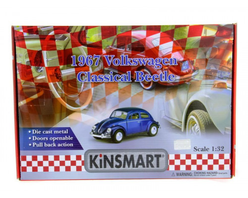 Машина Kinsmart 1967 Volkswagen Classical Beetle with printing инерция (1/12шт.) 1:32 б/к