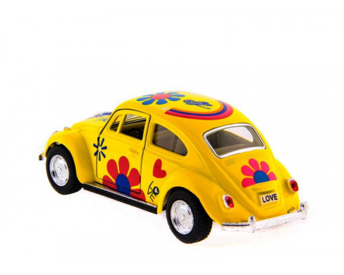 Машина Kinsmart 1967 Volkswagen Classical Beetle with printing инерция (1/12шт.) 1:32 б/к