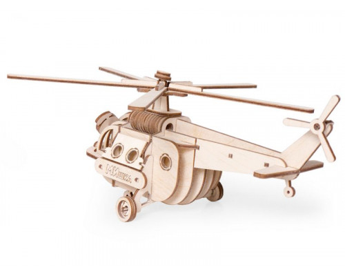 Деревянный конструктор Lemmo Вертолет Мишка, 56 деталей