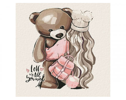 Картина по номерам 30Х30 ЛЮБИМАЯ ИГРУШКА (22 цвета)