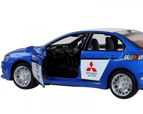 Машина АВТОПАНОРАМА Mitsubishi Lancer Evolution, 1/32, синий, свет, звук, в/к 18*9*13,5 см