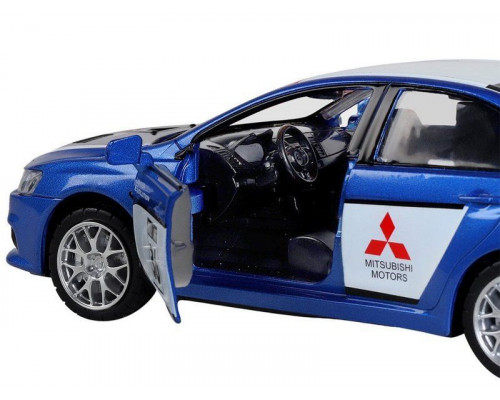 Машина АВТОПАНОРАМА Mitsubishi Lancer Evolution, 1/32, синий, свет, звук, в/к 18*9*13,5 см