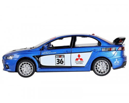 Машина АВТОПАНОРАМА Mitsubishi Lancer Evolution, 1/32, синий, свет, звук, в/к 18*9*13,5 см