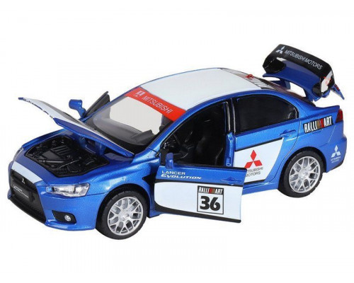 Машина АВТОПАНОРАМА Mitsubishi Lancer Evolution, 1/32, синий, свет, звук, в/к 18*9*13,5 см
