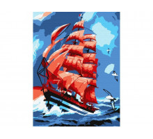 Картина по номерам 15х20 АЛЫЕ ПАРУСА  (10 цветов)
