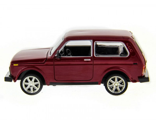 Машина АВТОПАНОРАМА ВАЗ 2121 бордовая,1/22, инерция, Pull Bаck механизм, в/к 10*12*22 cм