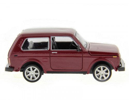 Машина АВТОПАНОРАМА ВАЗ 2121 бордовая,1/22, инерция, Pull Bаck механизм, в/к 10*12*22 cм