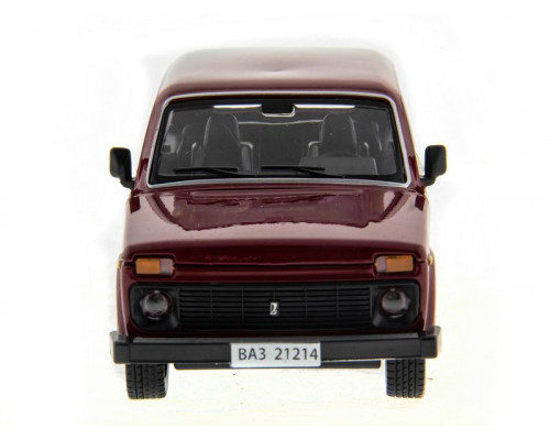 Машина АВТОПАНОРАМА ВАЗ 2121 бордовая,1/22, инерция, Pull Bаck механизм, в/к 10*12*22 cм