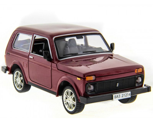 Машина АВТОПАНОРАМА ВАЗ 2121 бордовая,1/22, инерция, Pull Bаck механизм, в/к 10*12*22 cм