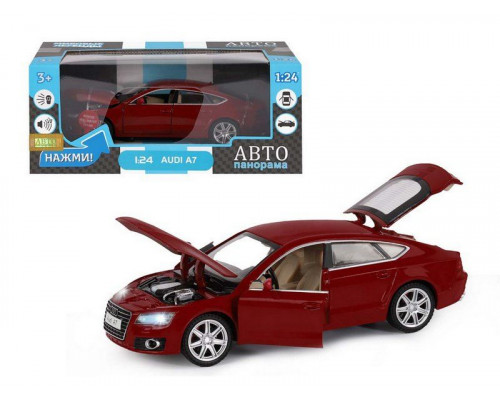 Машина АВТОПАНОРАМА Audi A7, красный, 1/24, свет, звук, в/к 24,5*12,5*10,5 см