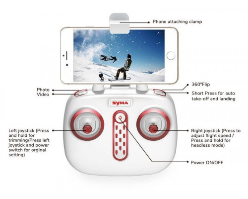 Р/У квадрокоптер Syma X19W Летающая машина с FPV трансляцией Wi-Fi 6-AXIS 2.4G RTF