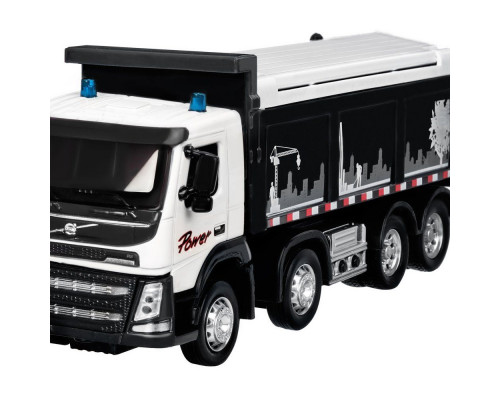 Машина АВТОПАНОРАМА Volvo самосвал, белый, 1/50, свет, звук, в/к 28*14*10 см