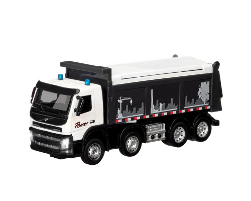 Машина АВТОПАНОРАМА Volvo самосвал, белый, 1/50, свет, звук, в/к 28*14*10 см