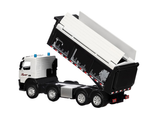 Машина АВТОПАНОРАМА Volvo самосвал, белый, 1/50, свет, звук, в/к 28*14*10 см