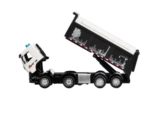 Машина АВТОПАНОРАМА Volvo самосвал, белый, 1/50, свет, звук, в/к 28*14*10 см