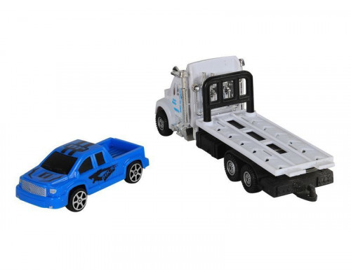 Машина AUTODRIVE Эвакуатор инерционная белая с машиной, цвет в ассорт., в/п 23,5*6,5*19,5см