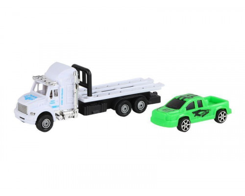 Машина AUTODRIVE Эвакуатор инерционная белая с машиной, цвет в ассорт., в/п 23,5*6,5*19,5см