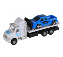 Машина AUTODRIVE Эвакуатор инерционная белая с машиной, цвет в ассорт., в/п 23,5*6,5*19,5см, ,