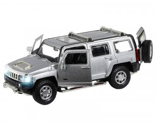 Машина АВТОПАНОРАМА Hummer H3, серебряный, 1/32, свет, звук, инерция, в/к 17,5*13,5*9 см