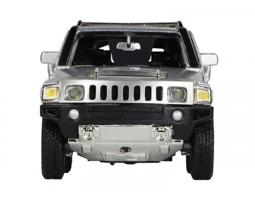 Машина АВТОПАНОРАМА Hummer H3, серебряный, 1/32, свет, звук, инерция, в/к 17,5*13,5*9 см