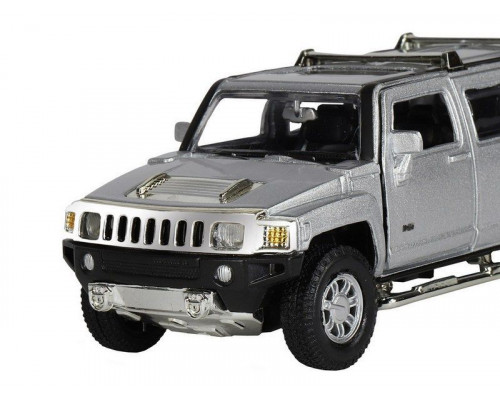 Машина АВТОПАНОРАМА Hummer H3, серебряный, 1/32, свет, звук, инерция, в/к 17,5*13,5*9 см