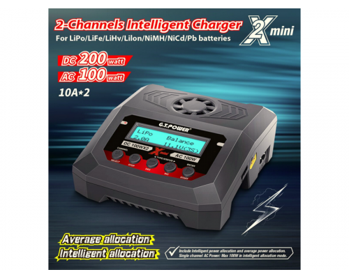 Универсальное зарядное устройство G.T.Power X2MINI Dual Power 19-26/220В, 10Aх2