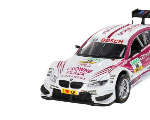 Машина АВТОПАНОРАМА BMW M3 DTM, белый-розовый, 1/32, свет, звук, инерция, в/к 17,5*13,5*9 см