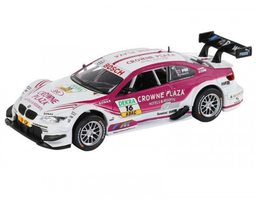Машина АВТОПАНОРАМА BMW M3 DTM, белый-розовый, 1/32, свет, звук, инерция, в/к 17,5*13,5*9 см
